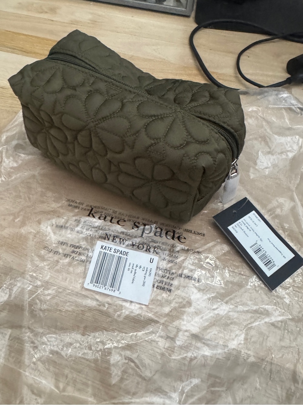Kate Spade Quilted Floral Toiletry Pouch - Olive Green